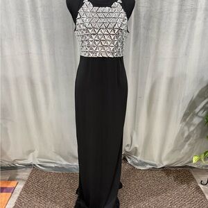 Parker Black Dress with Silver Geometric Design